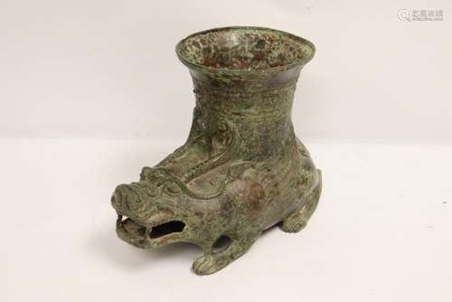 An ornate Chinese archaic style bronze jar