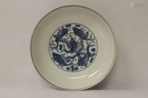 Blue and white plate