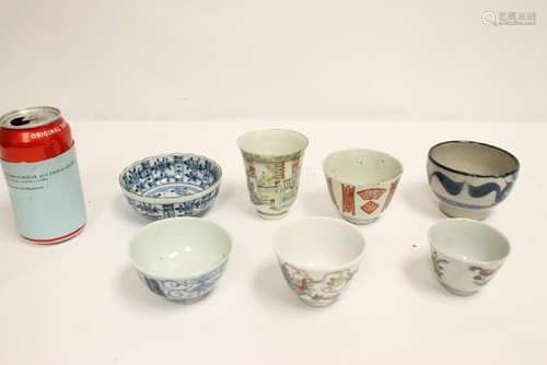 7 Chinese/Japanese antique porcelain tea cups