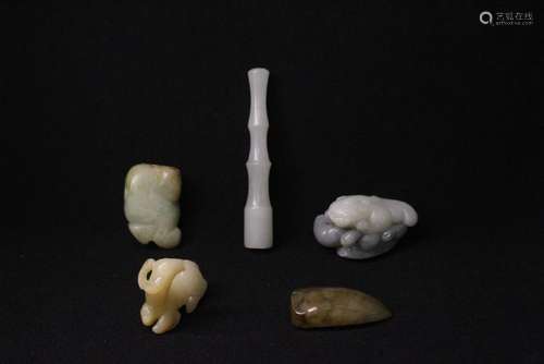 5 jade carved ornaments