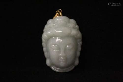 Chinese apple green jadeite carving, made as pendant