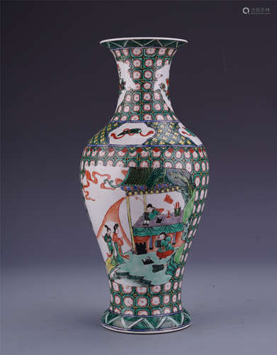 A Chinese Wucai 'Figural' Bottle Vase