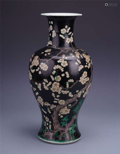 A Chinese Enamelled  Famille Rose 'Plum Blossom' Bottle Vase