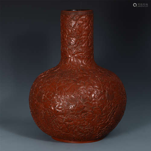 A Finely Carved Chinese Cinnabar Lacquer Tianqiuping