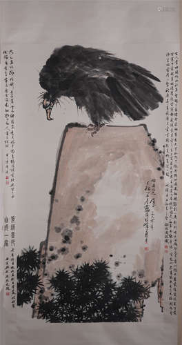 A Fine Chinese Hanging Painting Scroll of Eagle by Pan Tianshou