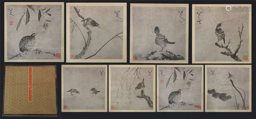 A Chinese Painting Alubm of Flower and Bird by Badashanren, 8 pages.