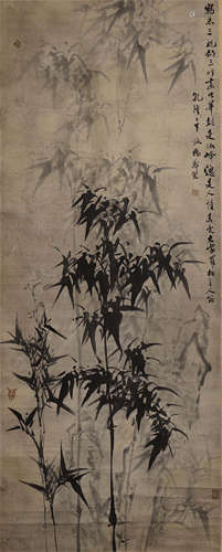 A Chinese Hanging Painting Scroll of Bamboo by Zheng Banqiao, ink on paper