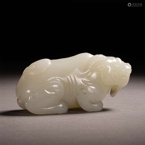 A Chinese Carved White Jade  Mythical Beast Paper Weight