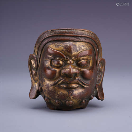 A Chinese Gilt Bronze Buddha Head