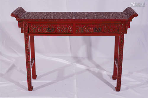 A Chinese Cinnabar Lacquer Altar Table