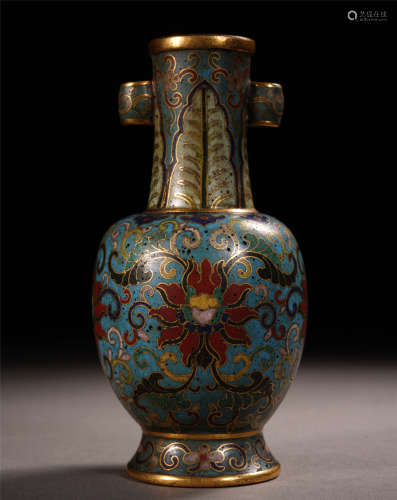 A Fine Chinese Gilt Bronze and  Cloisonne Enameled  Vase