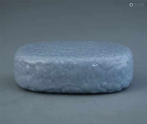 A Chinese Blue Glazed Wrist Rest with Cloud Pattern