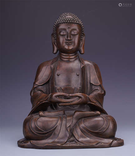 A Chinese Bronze Figure of Seated Sakyamuni