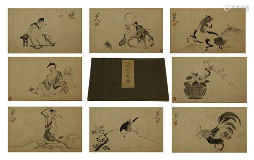 A Chinese Painting Alubm of Flower, Bird and Figure by Badashanren, 60 pages.