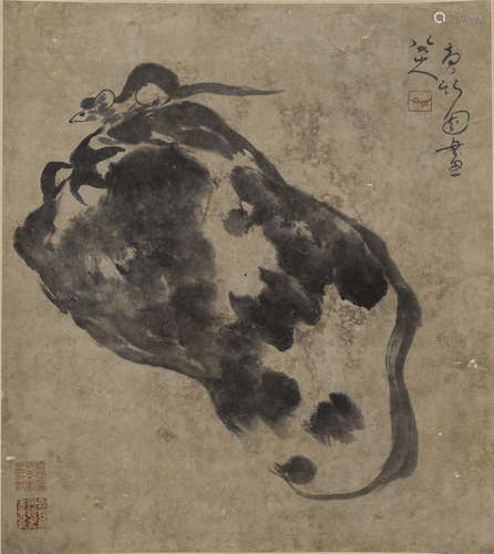 A Chinese Hanging Painting Scroll of Flower and Bird by Badashanren, ink on paper