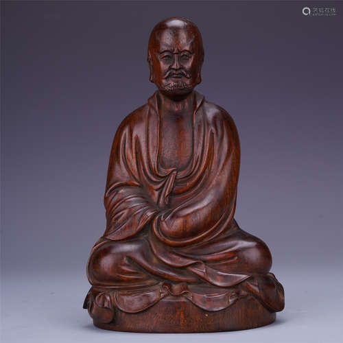 A Chinese Carved  Aloeswood Figure of Lohan