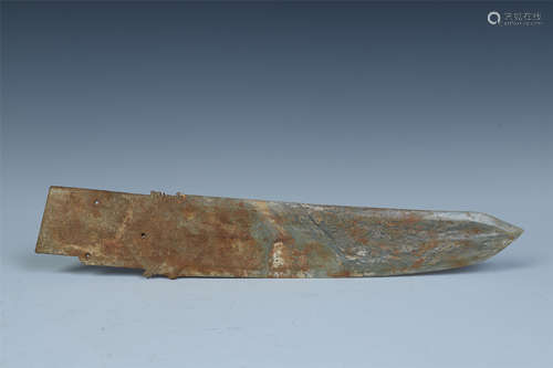 A Chinese White Jade Dagger-axe