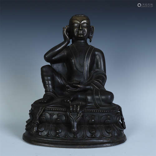 A Chinese Silver-Inlaid Bronze Figure of Khruga, Central Tibet