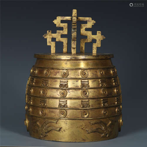 A Chinese Gilt Bronze Ritual Bell