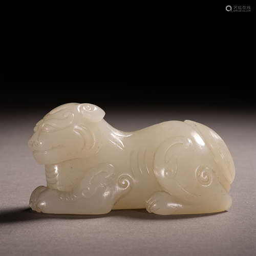 A Chinese Carved White Jade Tiger Paper Weight