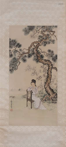 A Fine Chinese Hanging Painting Scroll of Figure by Chen Shaomei