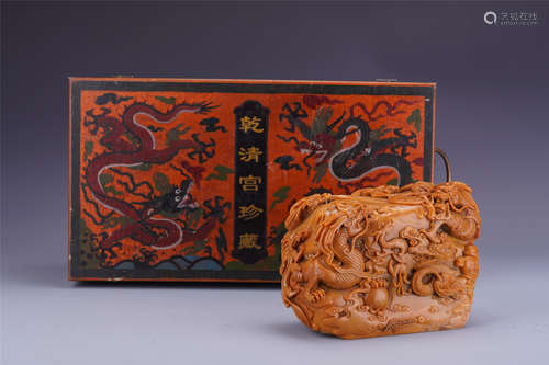 A Chinese Soapstone Carving with Dragon Finial