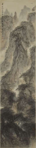 A Chinese Hanging Painting Scroll of Landscape by Fu Baoshi, ink on paper