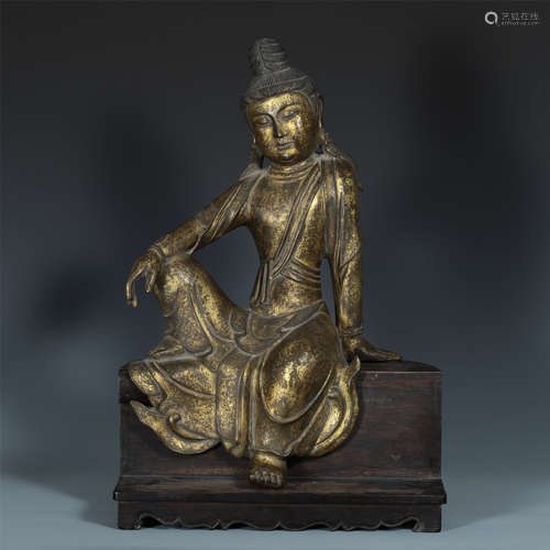 A Chinese Gilt Bronze Figure of Avalokiteshvara