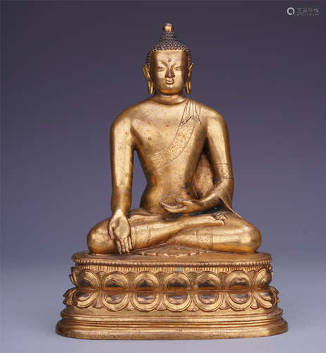 A Chinese Gilt Bronze Figure of Seated Sakyamuni