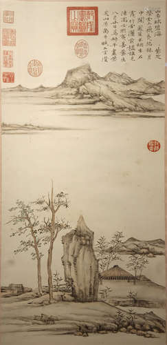 A Fine Chinese Hanging Painting Scroll of Landscape, Anonymous, ink on paper