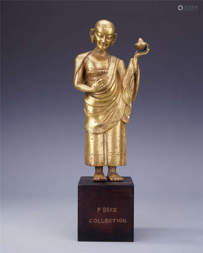 A Chinese Gilt Bronze Figure of Ananda Kassapa Buddha