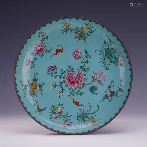 A Chinese Enamelled 'Cloud and Bat' Dish