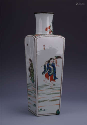 A Chinese Wucai Cylindrical Vase