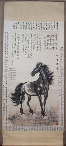 A Fine Chinese Hanging Painting Scroll of Horse by Xu Beihong