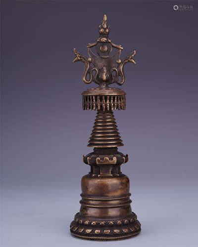 A Chinese Bronze Pagoda