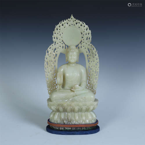 A Chinese Jade Figure of Seated Sakyamuni