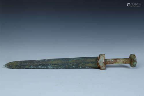 A Chinese Bronze Sword with Jade Handle