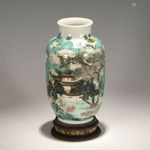A Chinese Famille Rose Bottle Vase