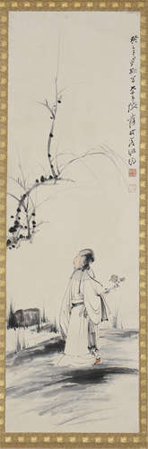 A Chinese Hanging Painting Scroll of Figure by Zhang Daqian, ink on paper