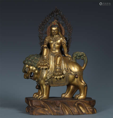 A Chinese Gilt Bronze Figure of Bodhisattva Manjusri