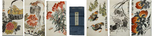 A Chinese Painting Alubm of Flower by Qi Baishi, 11 pages.