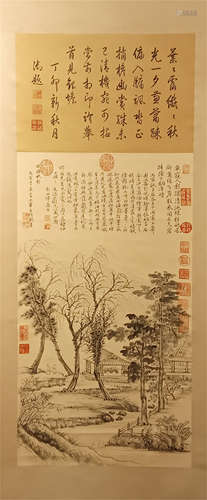 A Chinese Hanging Painting Scroll of Landscape by Wang Hui, ink on paper