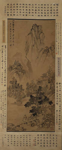 A Chinese Hanging Painting Scroll of Landscape by Gong Xian, ink on paper