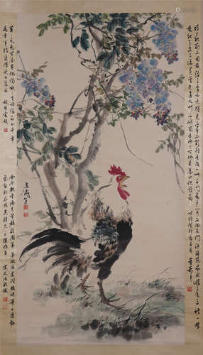 A Fine Chinese Hanging Painting Scroll of Flower by Wang Xuetao