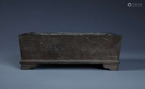 A Finely Cast Chinese Bronze Rectangular Censer