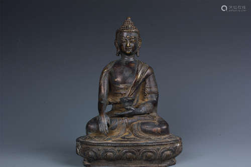 A Chinese Carved Bronze  Figure of Buddha