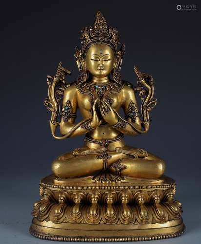 A Fine Chinese Gilt Bronze Figure of Padmapani