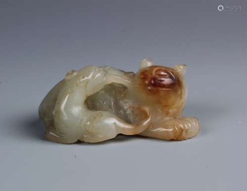 A Chinese  Celdon Jade Carving of  Beast