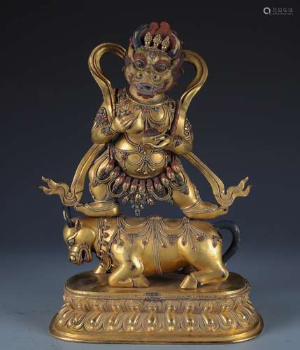 A Chinese Gilt Bronze Figure of Hayagriva