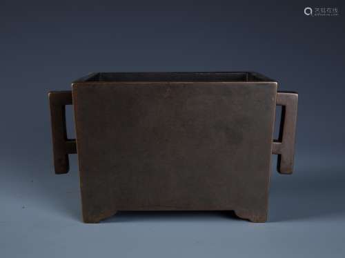 A Chinese Bronze Rectangular Censer